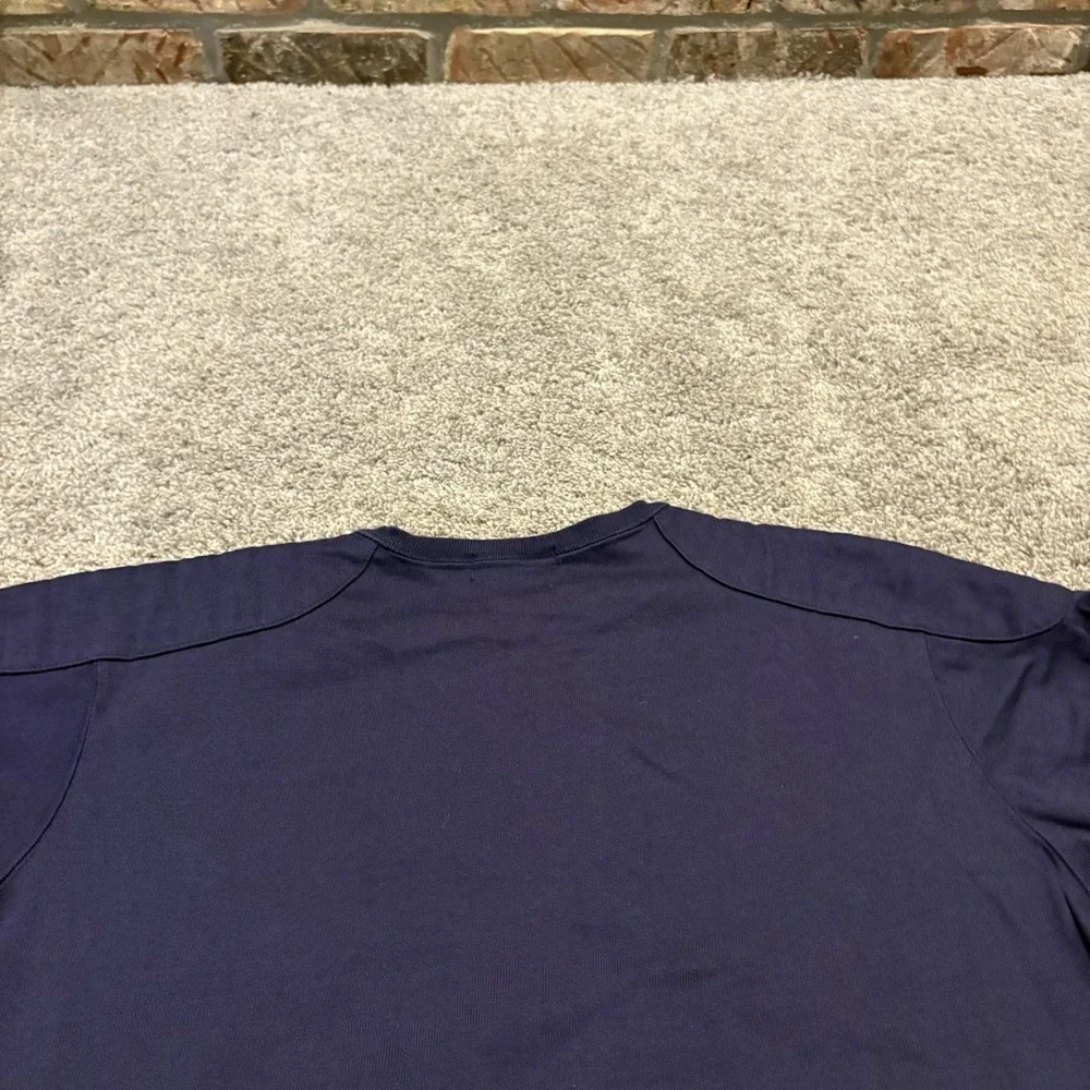 VINTAGE USA POLO Ralph Lauren Navy Crewneck Sweatshirt Pockets Shoulder Pad SZ L